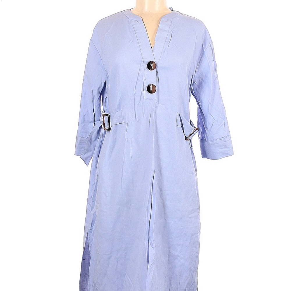 Blue Zara Basic Casual Midi-Length Work Dress - Women’s SZ M